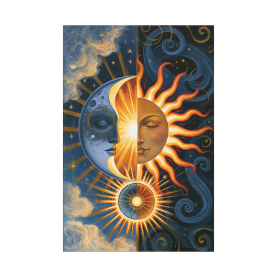 Celestial Sleeping Sun And Moon Canvas Wall Art