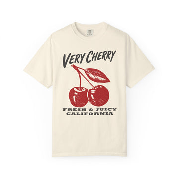 Very Cherry Fresh & Juicy Womens L'Atomique Relaxed Fit Comfort Colors Graphic Tee