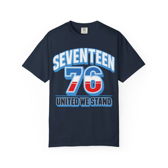 SEVENTEEN 76 UNITED WE STAND 4th of July Liberty George Washington Mens WUNDERLAND Backyard Dept Short Sleeve Tee