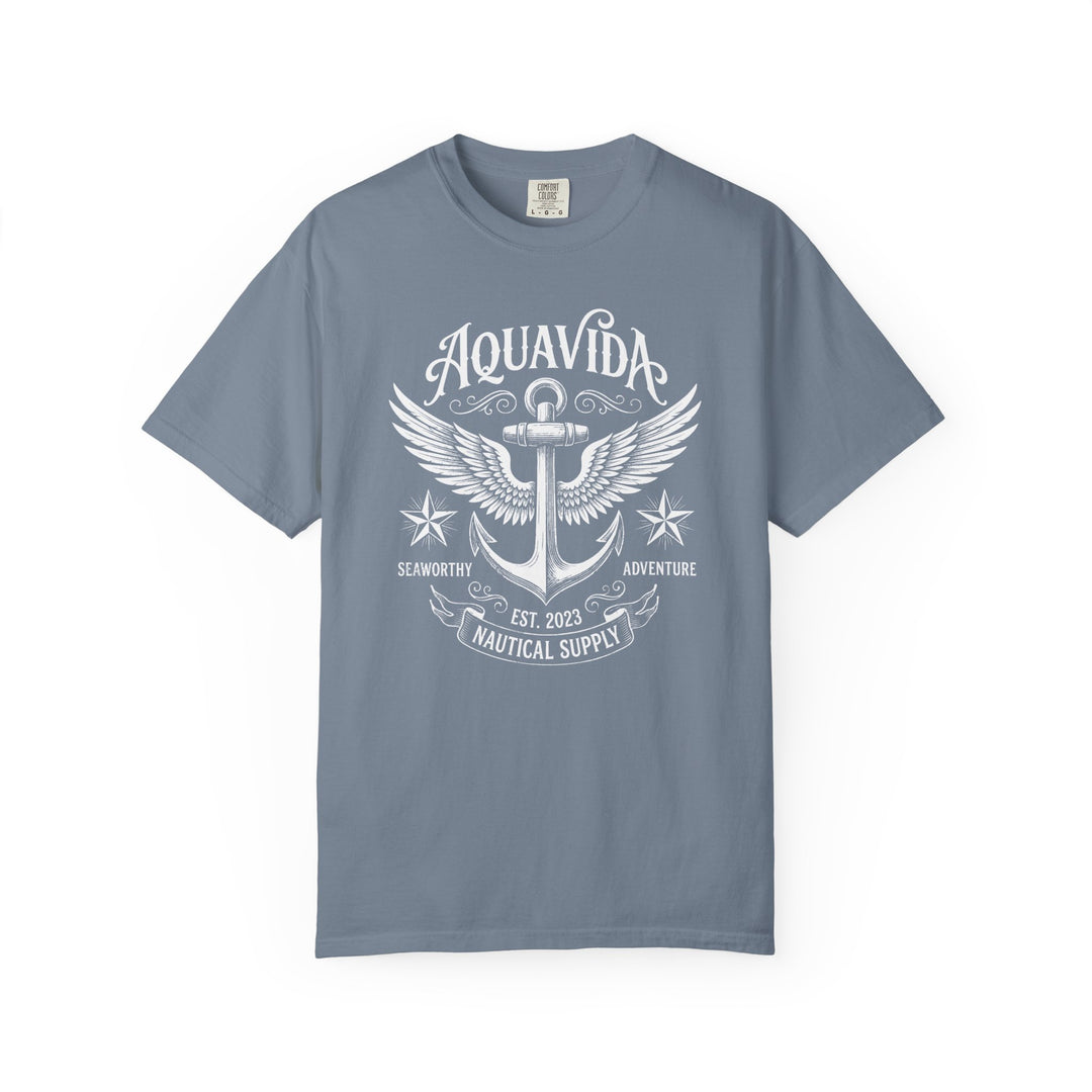Nautical Winged Anchor Mens AQUA VIDA Short Sleeve Tee