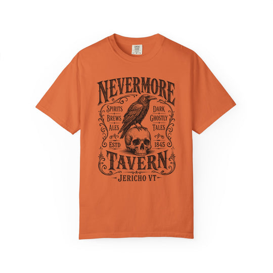 Nevermore Tavern Raven &amp; Skull Vintage Womens WUNDERLAND Halloween Booteek Short Sleeve Tee
