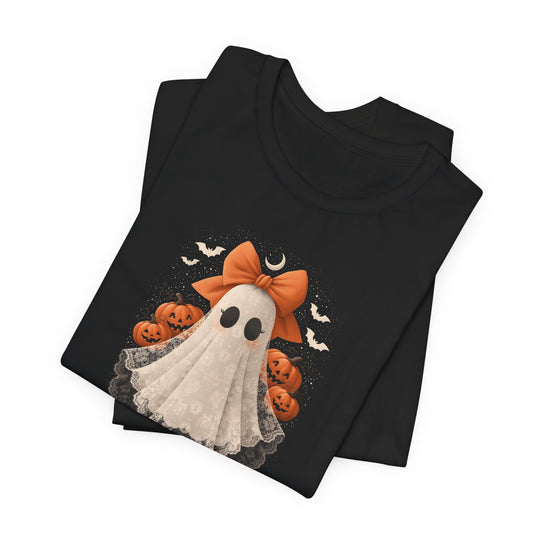 Lace Ghost With Pumpkins &amp; Bow Women&