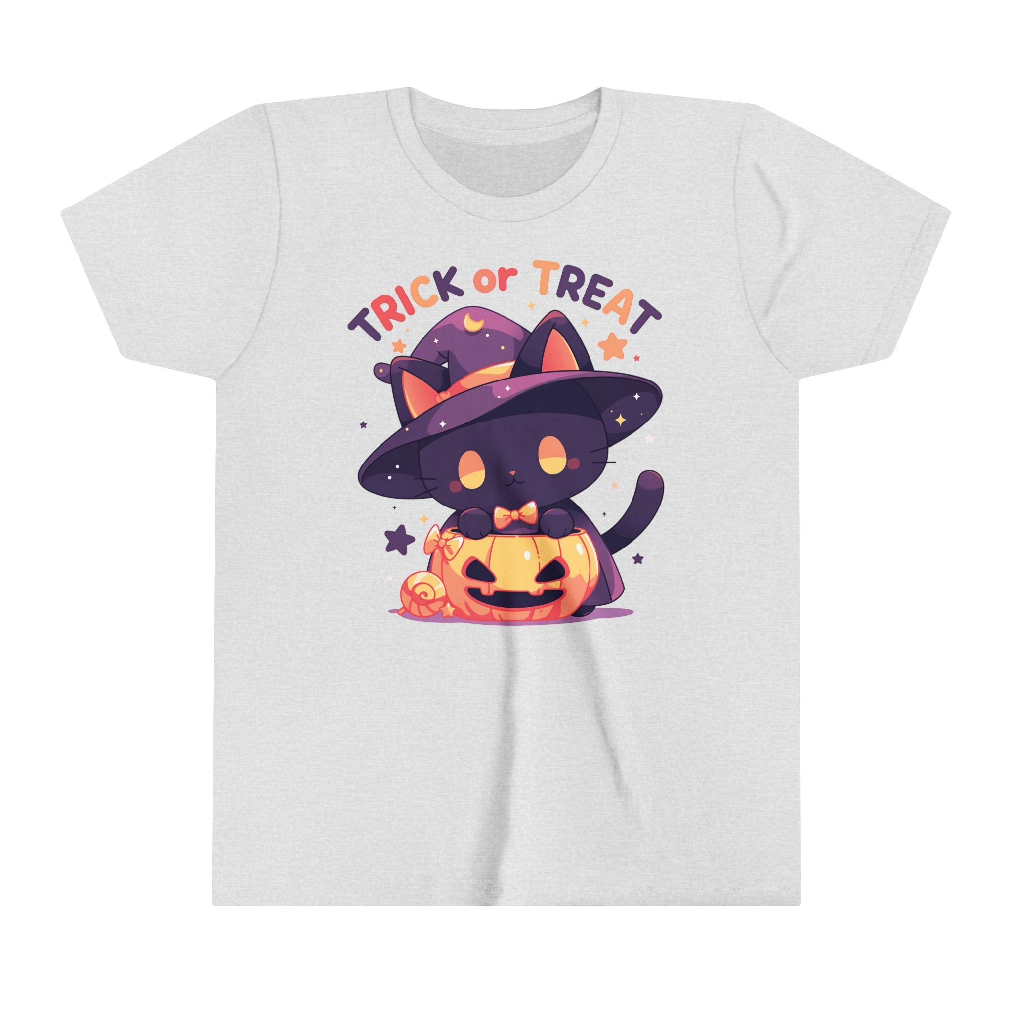 Copy of Trick Or Treat Witch Kitty Pumpkin Cauldron Girls Halloween Short Sleeve Tee