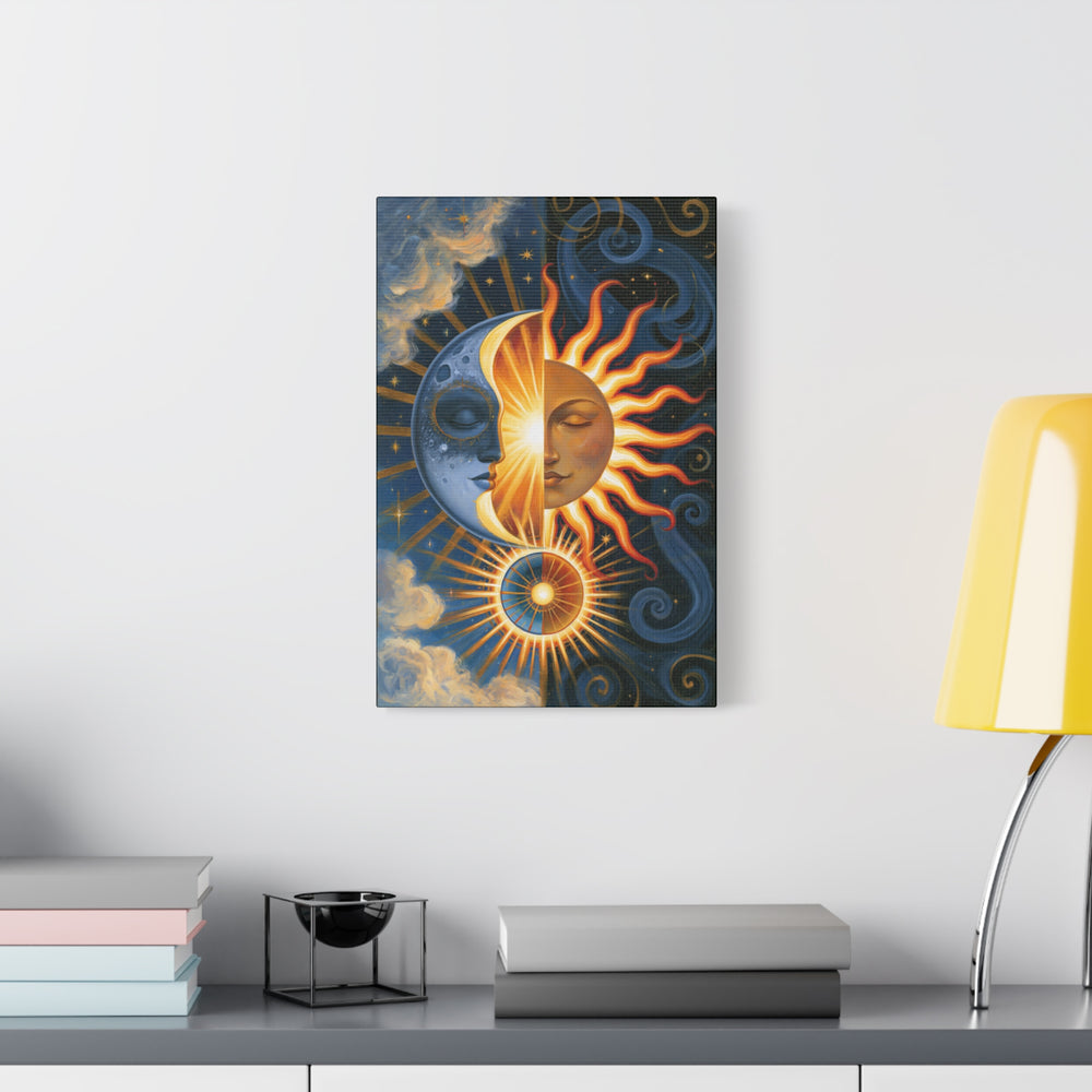 Celestial Sleeping Sun And Moon Canvas Wall Art