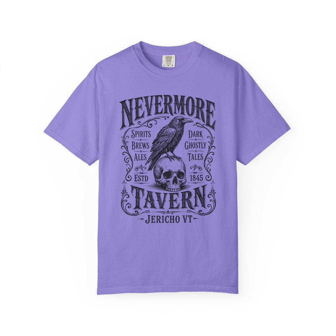Nevermore Tavern Raven &amp; Skull Vintage Womens WUNDERLAND Halloween Booteek Short Sleeve Tee