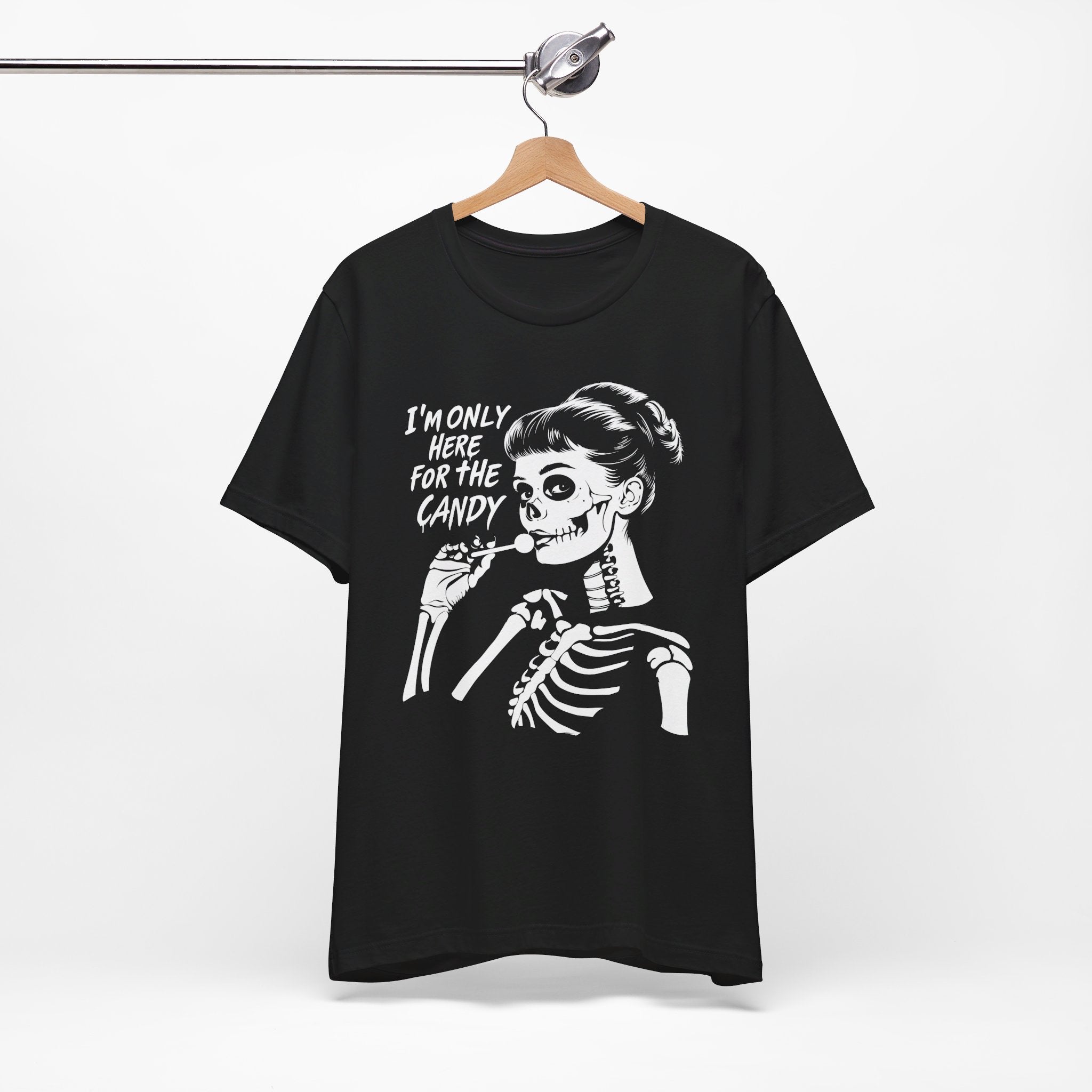 I’m Only Here For The Candy Womens Halloween Booteek Jersey Short Sleeve Tee