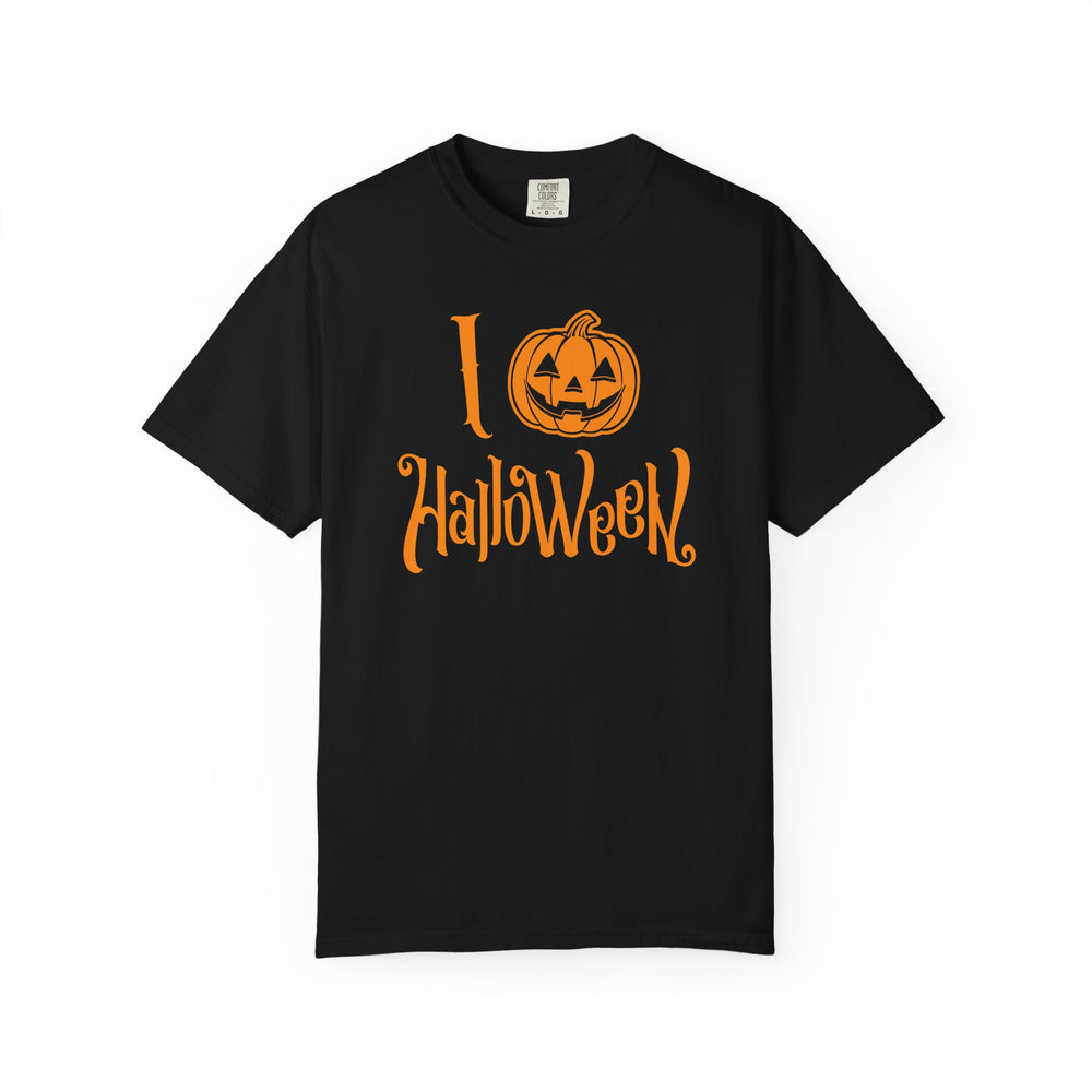 I Love Halloween Pumpkin Womens WUNDERLAND Backyard Dept Halloween Booteek Short Sleeve Tee