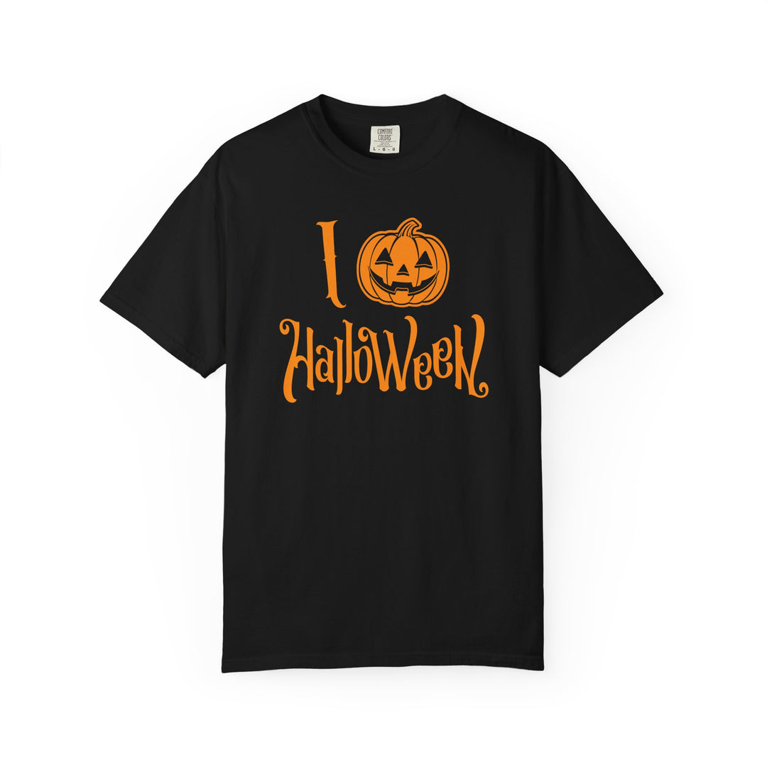 I Love Halloween Pumpkin Womens WUNDERLAND Backyard Dept Halloween Booteek Short Sleeve Tee