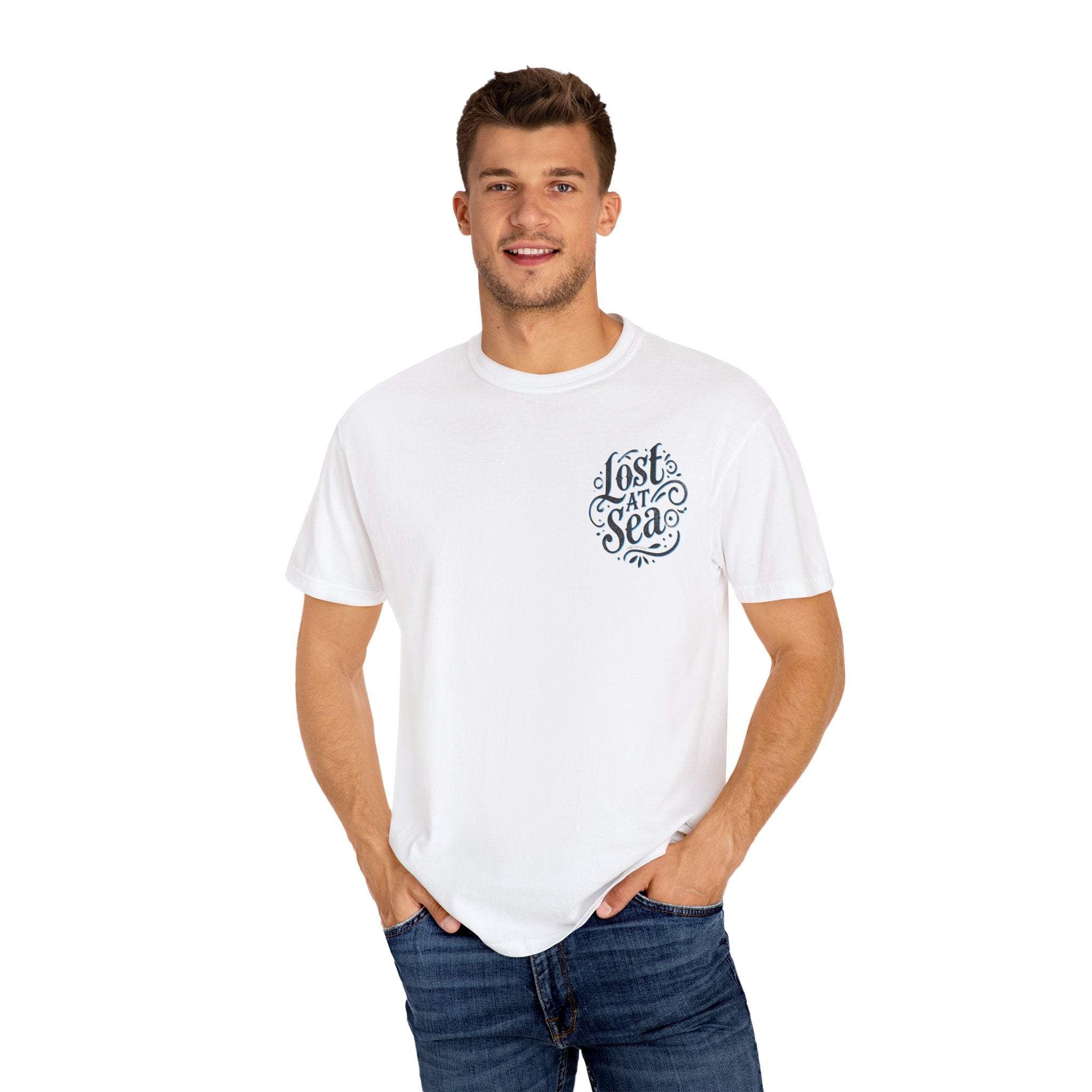 LOST AT SEA NAUTICAL COMPASS SKULLS Mens AQUA VIDA Short Sleeve Tee