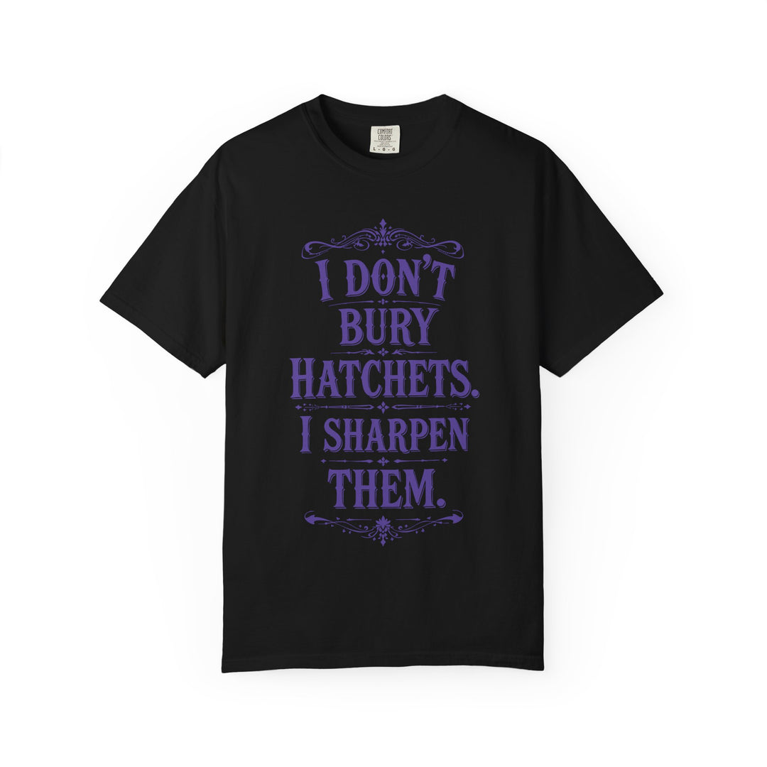 I Don't Bury Hatchets Womens WUNDERLAND Backyard Dept Halloween Booteek Short Sleeve Tee