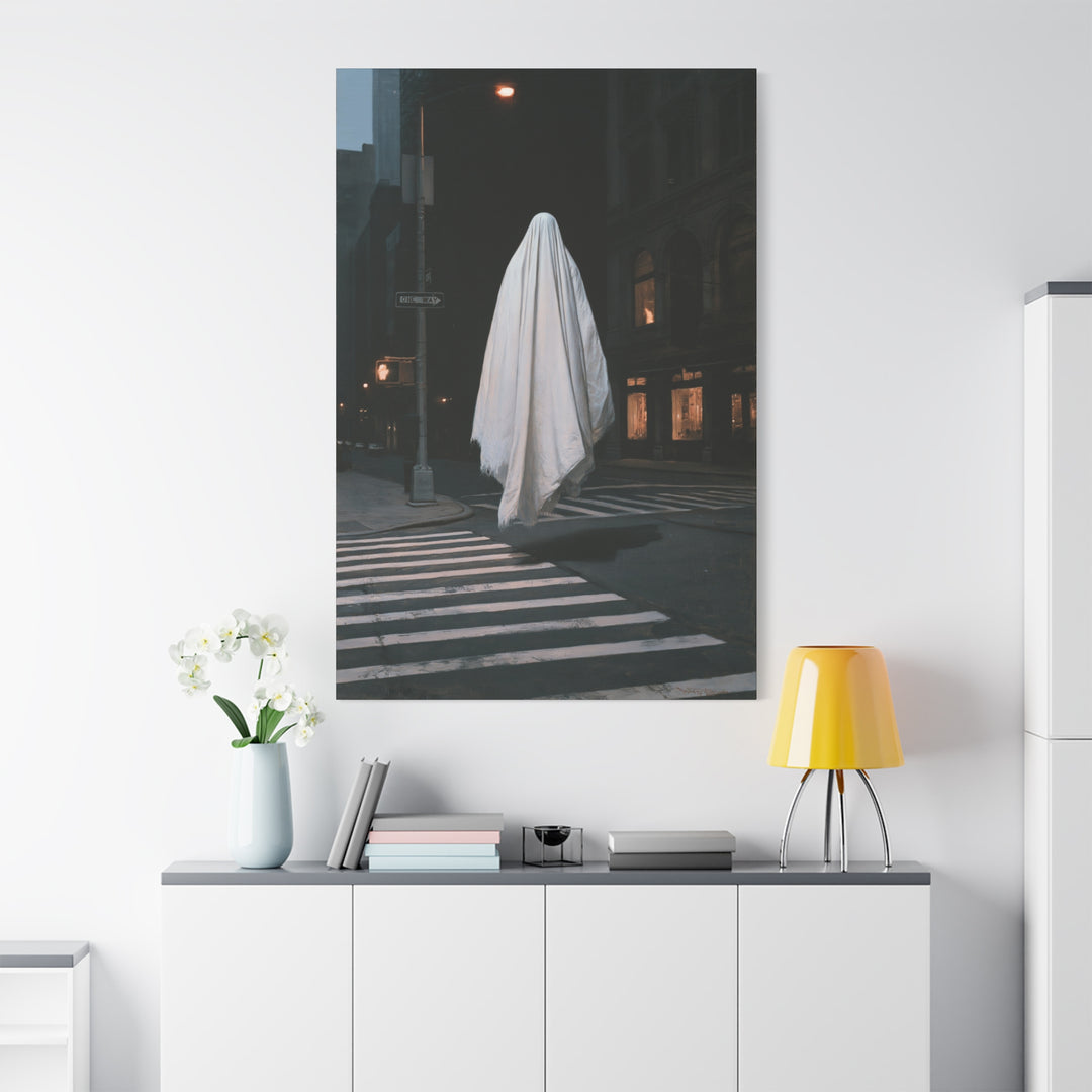 One Way Street Night Crossing Ghost Canvas Wall Art
