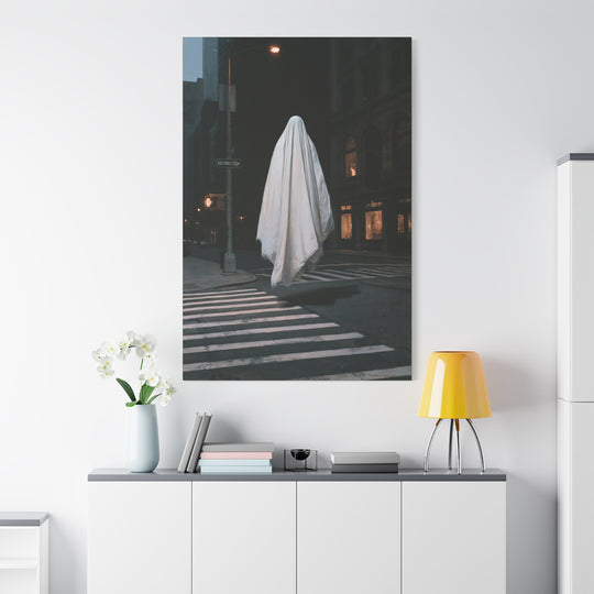 One Way Street Night Crossing Ghost Canvas Wall Art