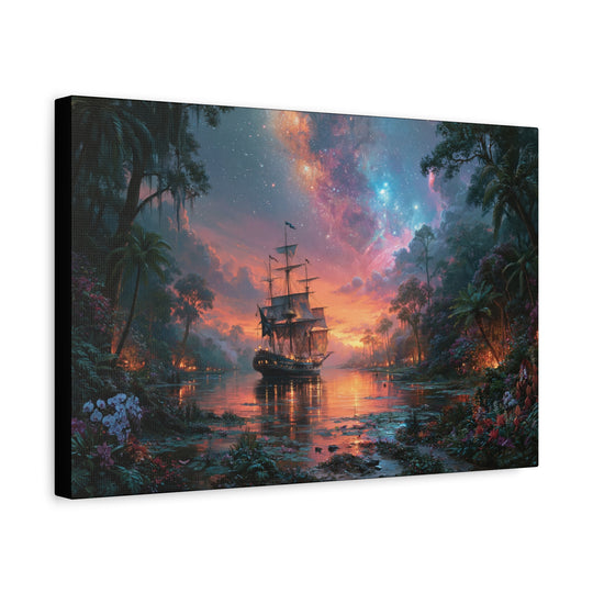 Twilight on the Bay Print Matte Stretched Canvas Wall Art