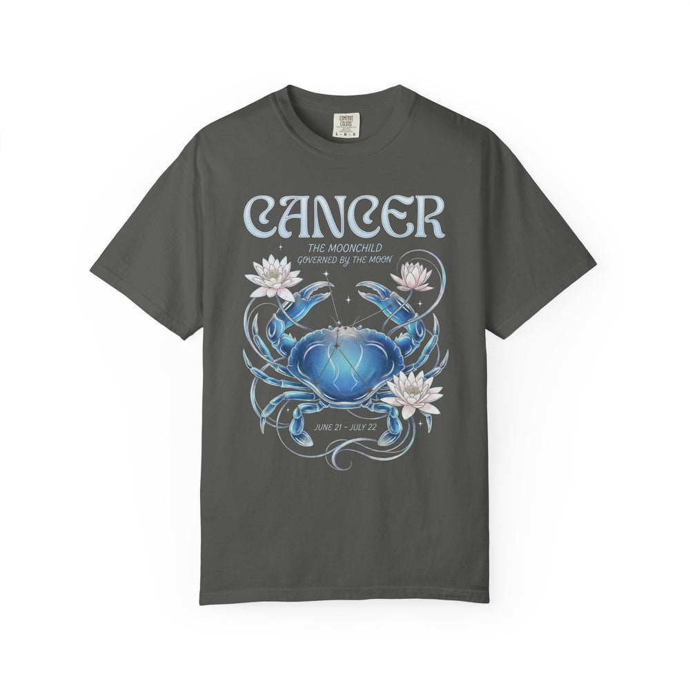 Cancer Zodiac Floral Womens L'Atomique Relaxed Fit Comfort Colors Graphic Tee