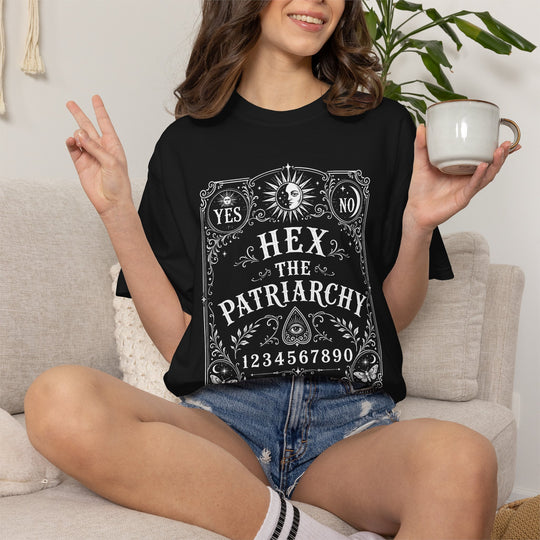 "Hex the Patriarchy" Ouija-Inspired Womens WUNDERLAND Halloween Booteek Short Sleeve Tee