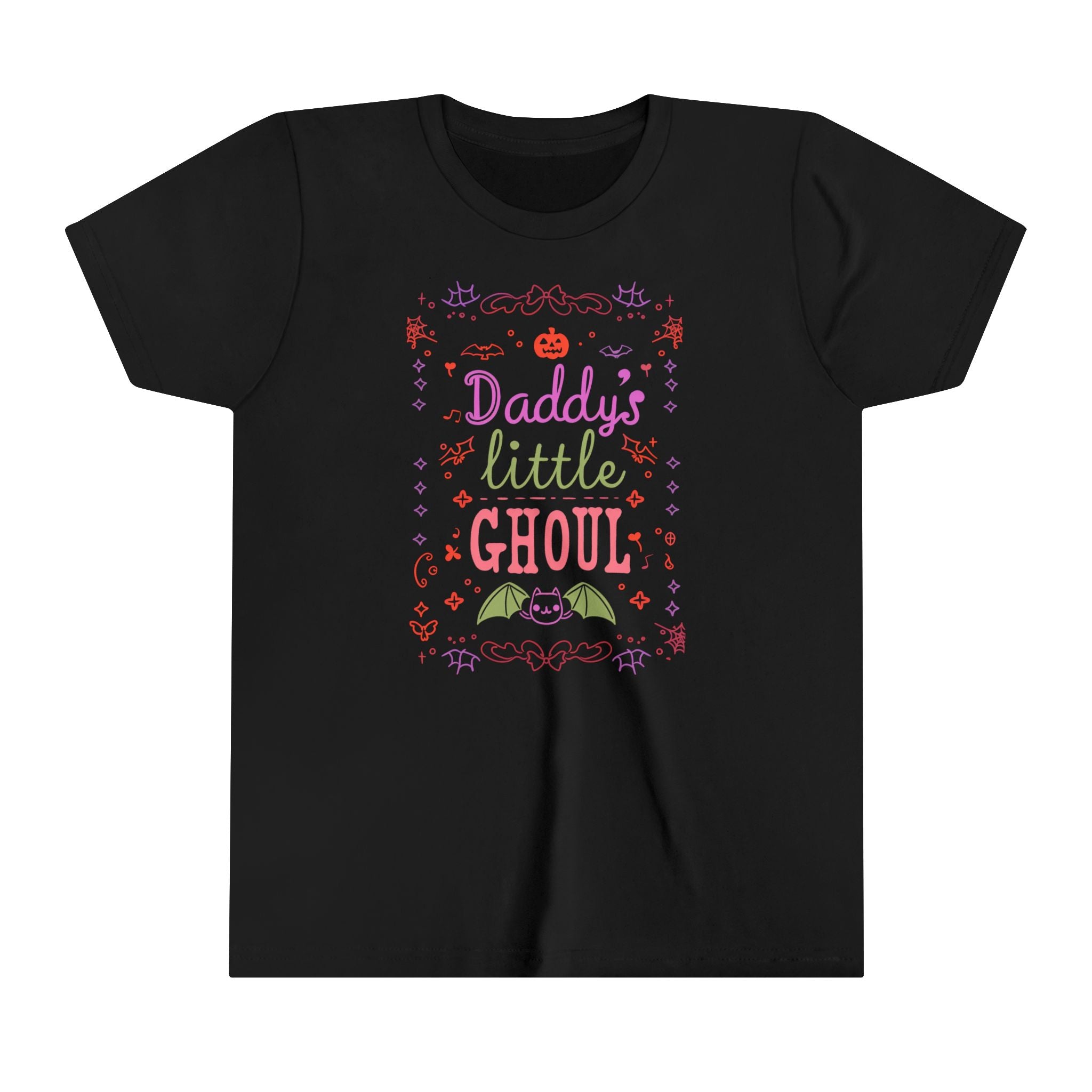 Daddy’s Little Ghoul Scribbles Girls Halloween Short Sleeve Tee