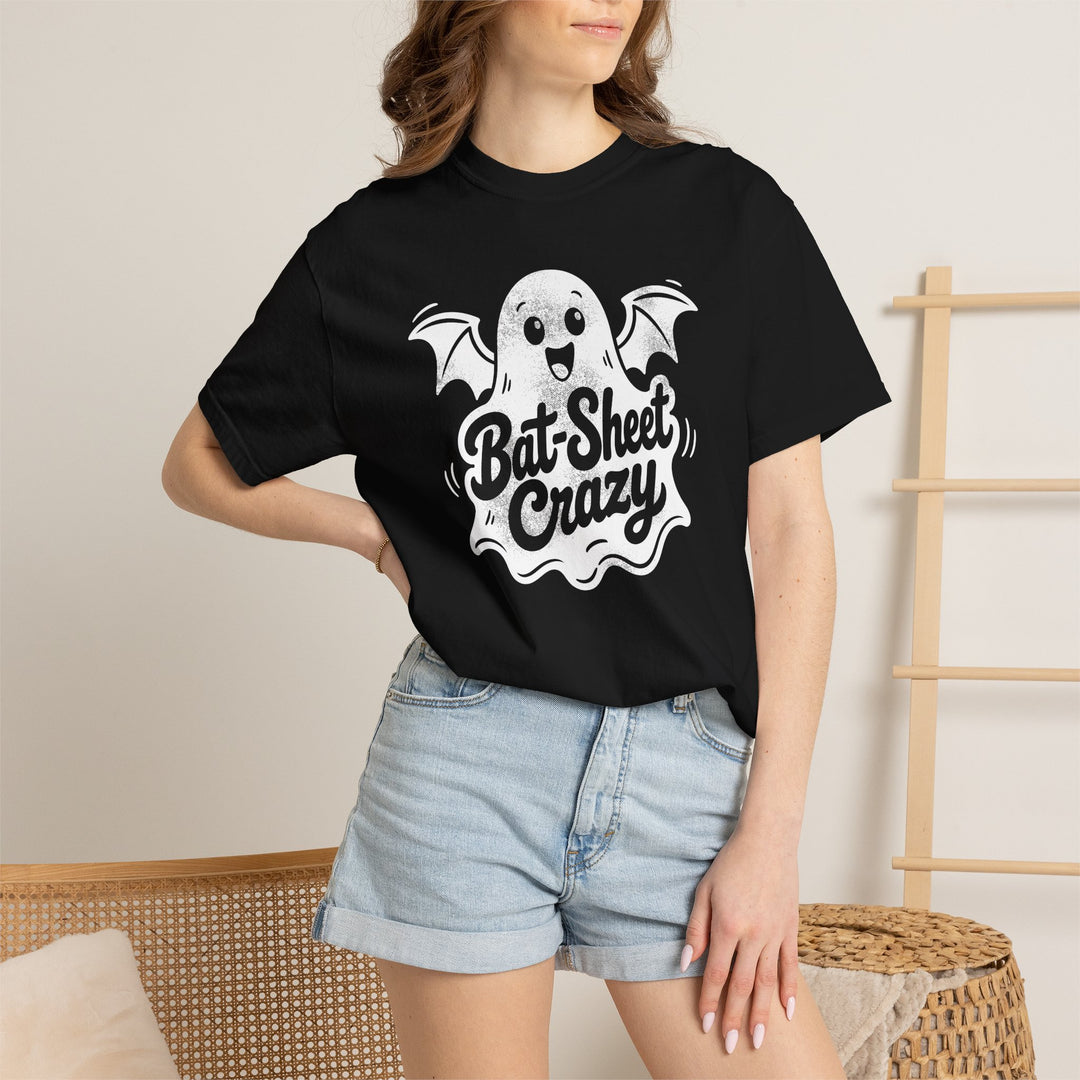 Bat Sheet Crazy Ghost Womens WUNDERLAND Backyard Dept Halloween Booteek Short Sleeve Tee