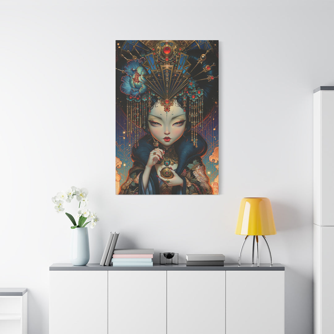 Ornate Geisha Canvas Print — Surreal Portrait Wall Art