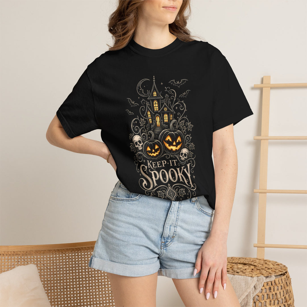 Keep It Spooky Haunted House Womens WUNDERLAND Halloween Booteek Short Sleeve Tee