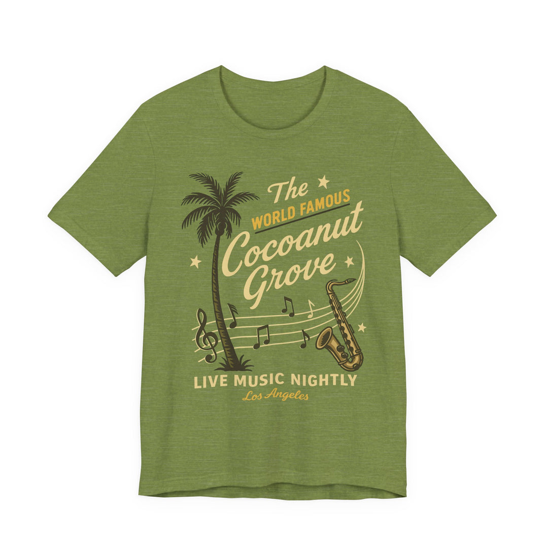 Coconut Grove Live Music Tee — Vintage Palm &amp; Sax Retro Concert WUNDERLAND Heritage Graphic Tee