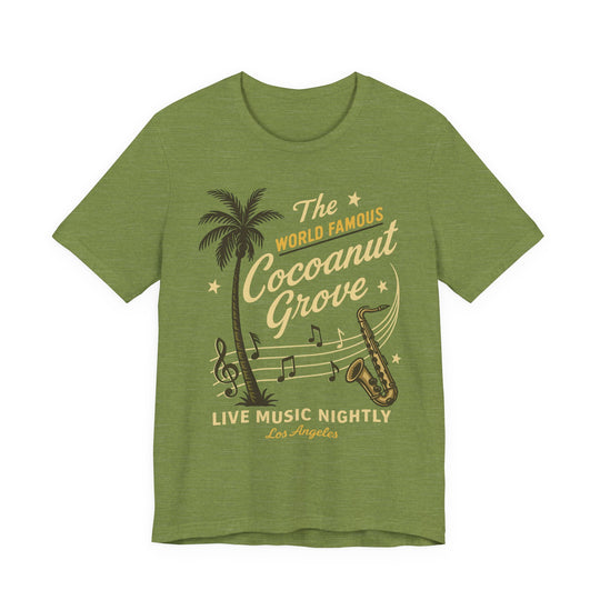 Coconut Grove Live Music Tee — Vintage Palm &amp; Sax Retro Concert WUNDERLAND Heritage Graphic Tee