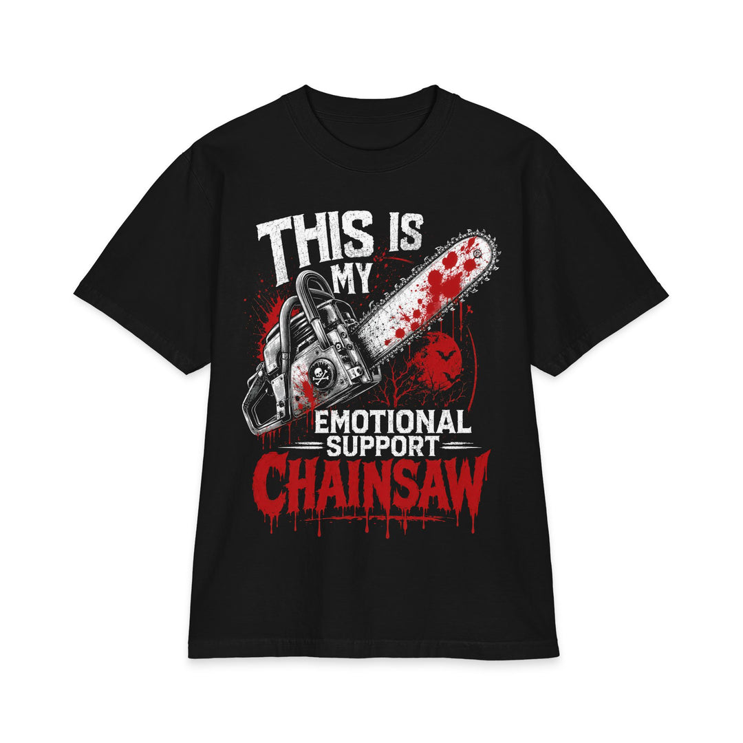 Emotional Support Chainsaw Heavyweight Boxy Fit Halloween Tee