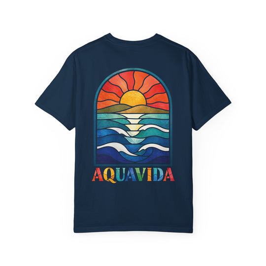 Sunset Waves Stained Glass Mens AQUA VIDA Short Sleeve Tee