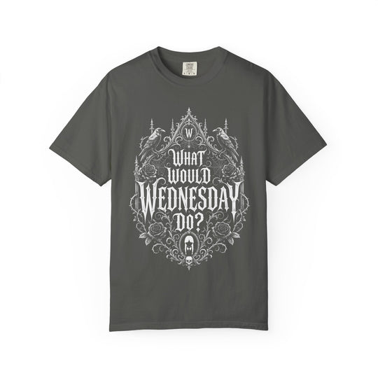 What Would Wednesday Do? Womens WUNDERLAND Halloween Booteek Short Sleeve Tee