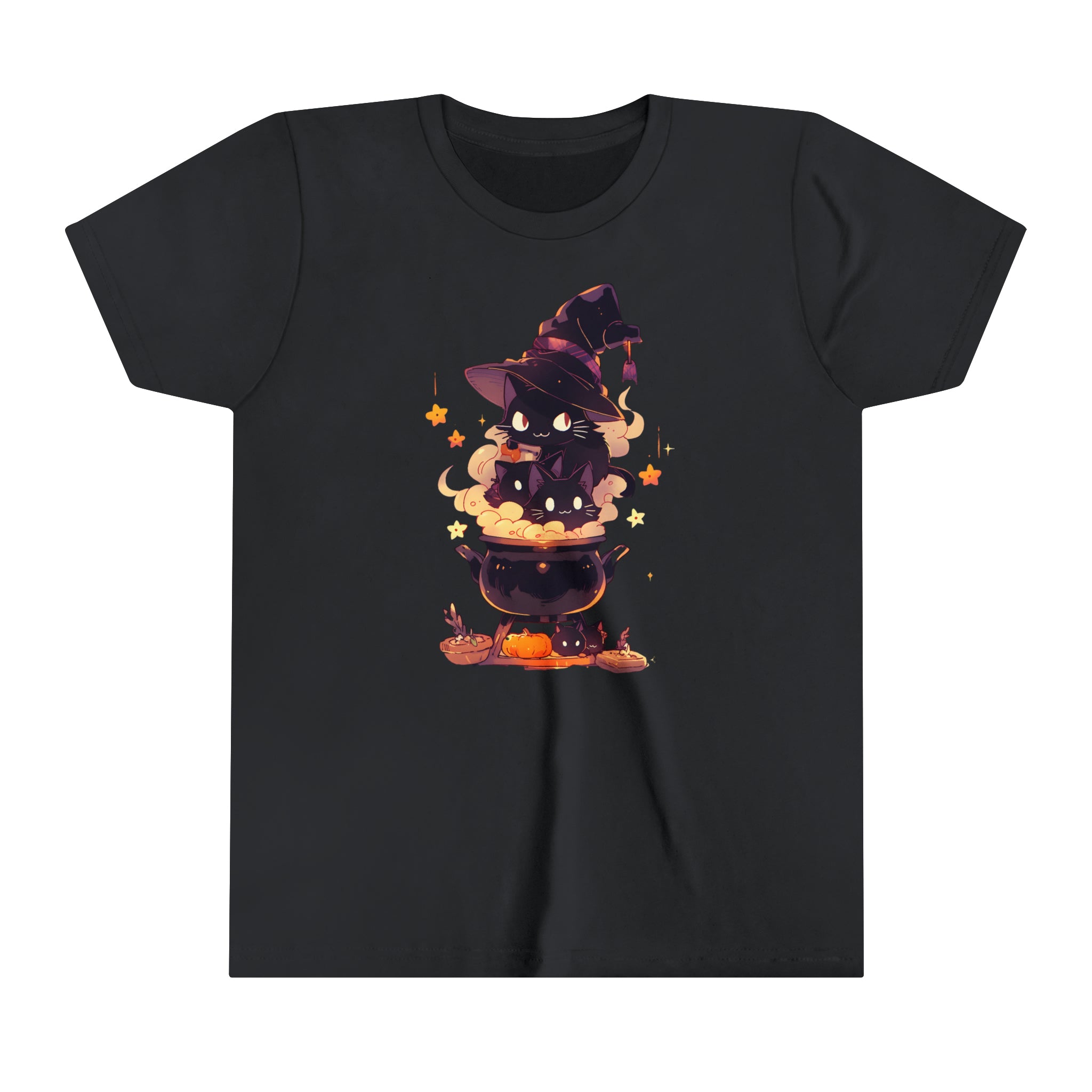 Witch Kitty Girls Halloween Short Sleeve Tee