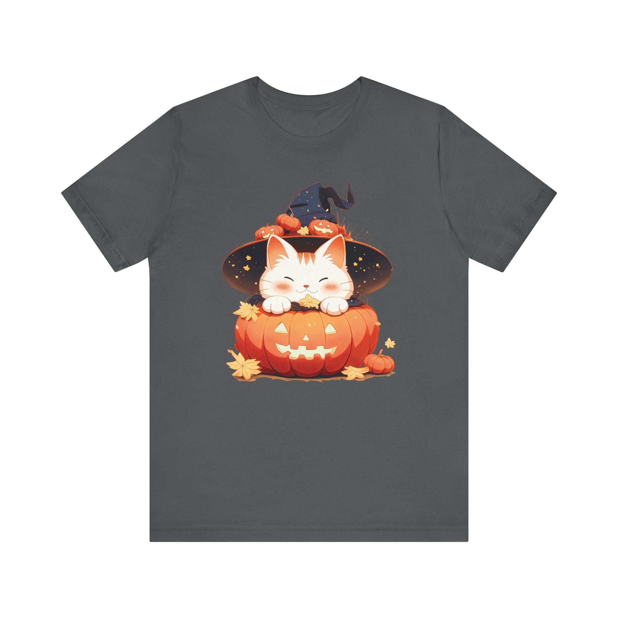 Cute Kitty Pumpkin Witch Womens Halloween Booteek Jersey Short Sleeve Tee