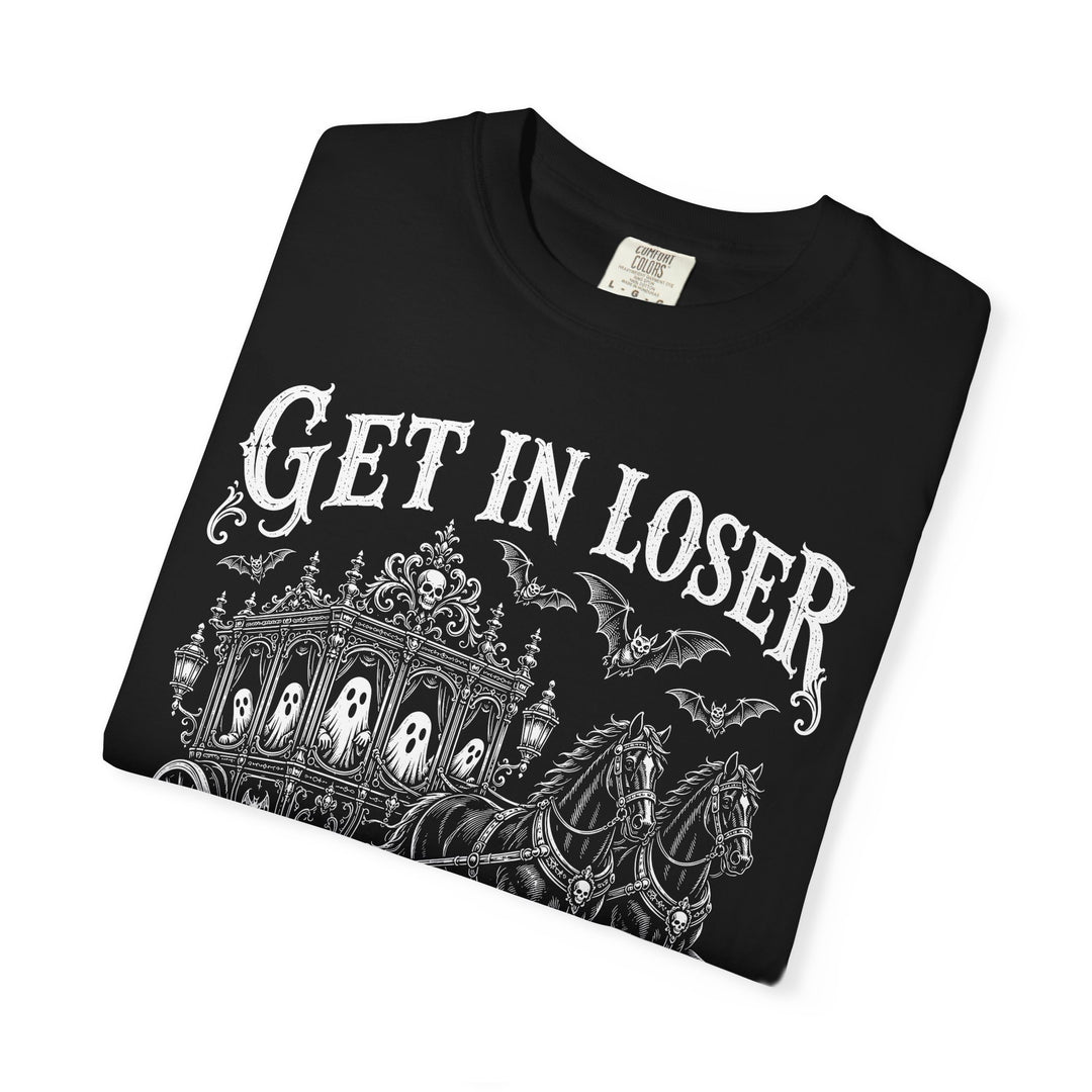 Get In Loser Haunted Carriage Mens WUNDERLAND Halloween Booteek Short Sleeve Tee