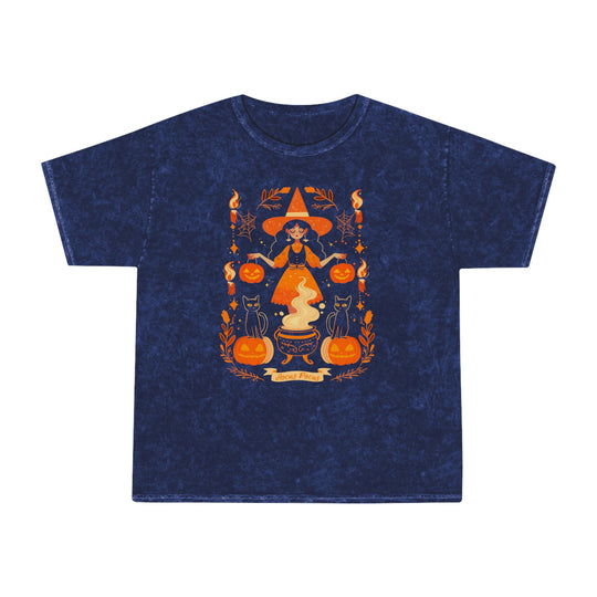 Hocus Pocus Folk Witch Womens Halloween Booteek Mineral Wash T-Shirt