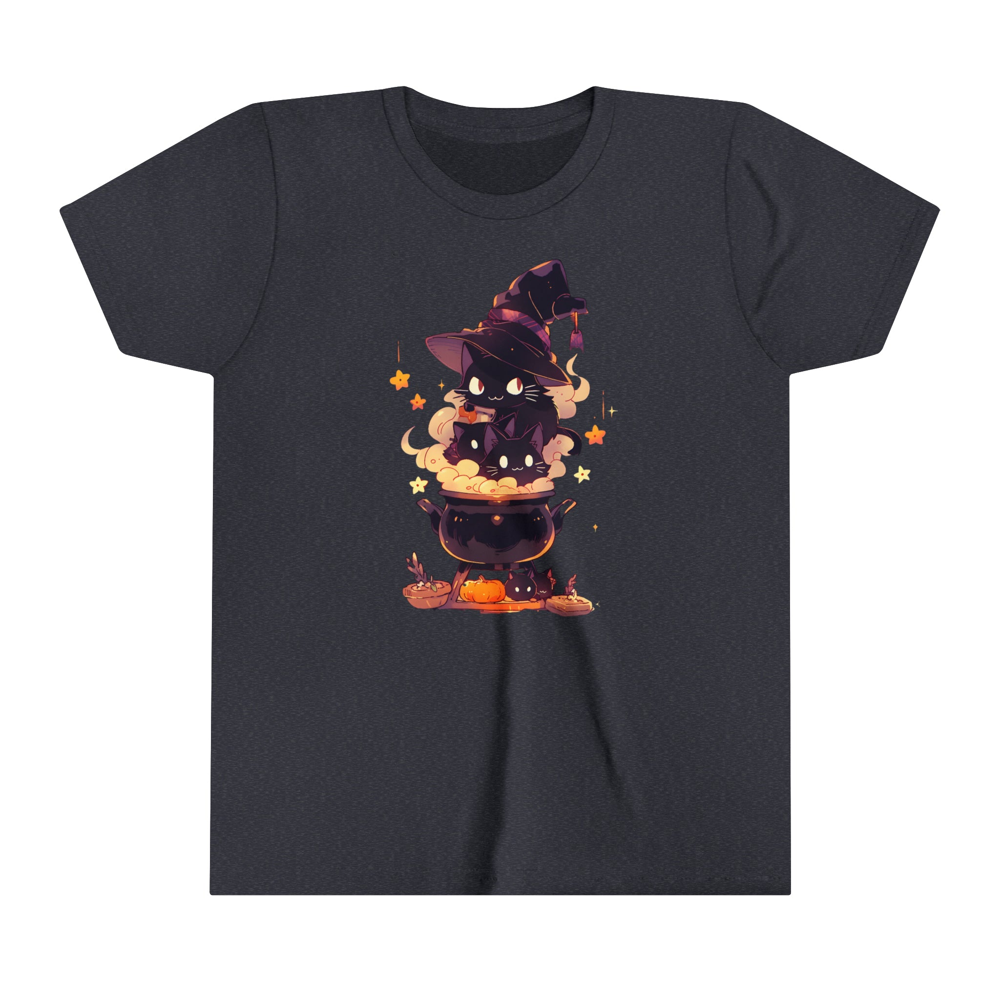 Witch Kitty Girls Halloween Short Sleeve Tee