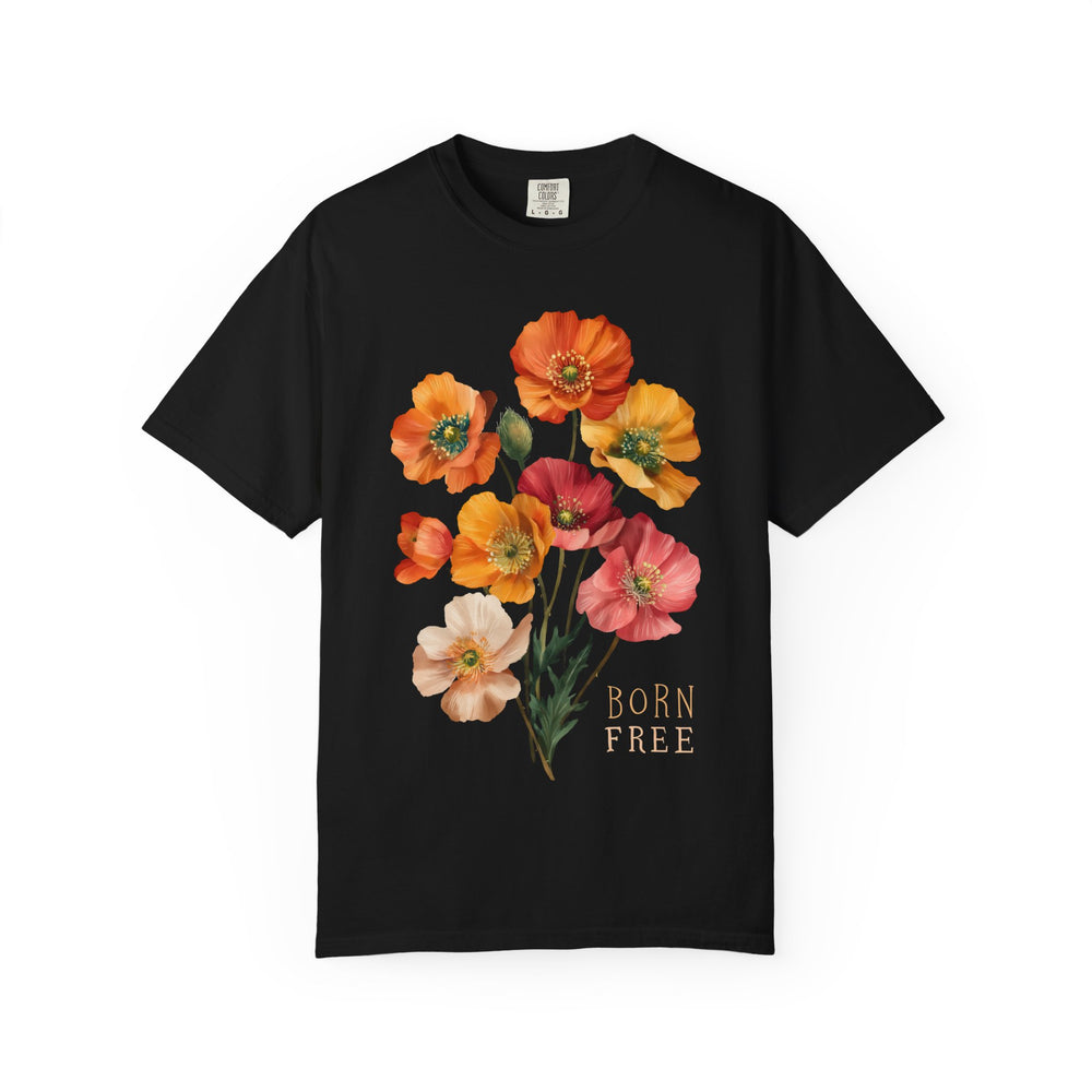Born Free Poppies Womens L'Atomique Comfort Colors Short Sleeve Tee