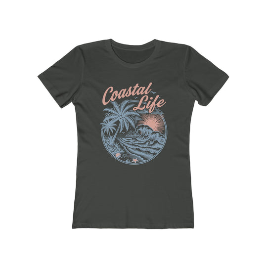 Coastal Life Tropical Beach Womens L'Atomique Graphic Boyfriend Short Sleeve tee