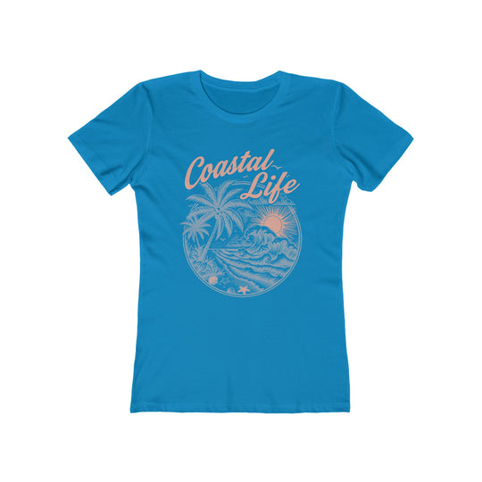 Coastal Life Tropical Beach Womens L'Atomique Graphic Boyfriend Short Sleeve tee