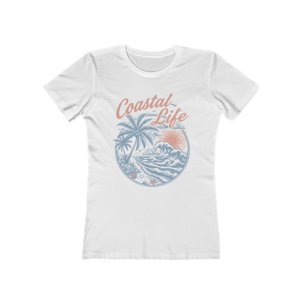 Coastal Life Tropical Beach Womens L'Atomique Graphic Boyfriend Short Sleeve tee