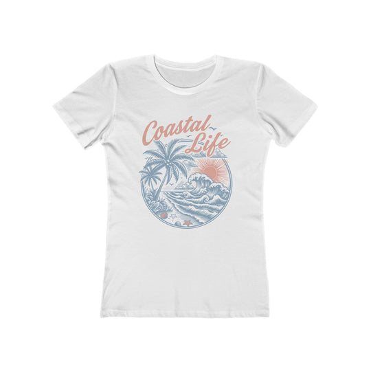 Coastal Life Tropical Beach Womens L'Atomique Graphic Boyfriend Short Sleeve tee
