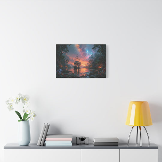 Twilight on the Bay Print Matte Stretched Canvas Wall Art