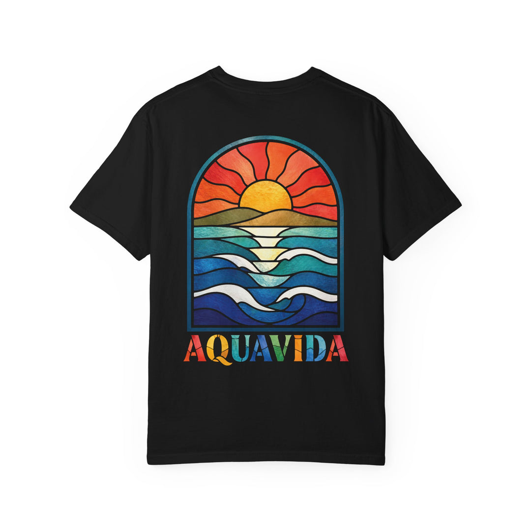 Sunset Waves Stained Glass Mens AQUA VIDA Short Sleeve Tee