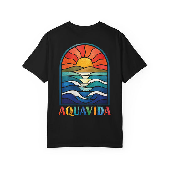 Sunset Waves Stained Glass Mens AQUA VIDA Short Sleeve Tee