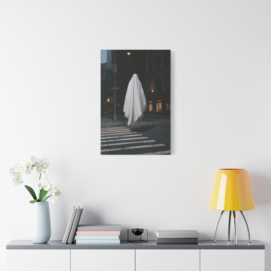 One Way Street Night Crossing Ghost Canvas Wall Art