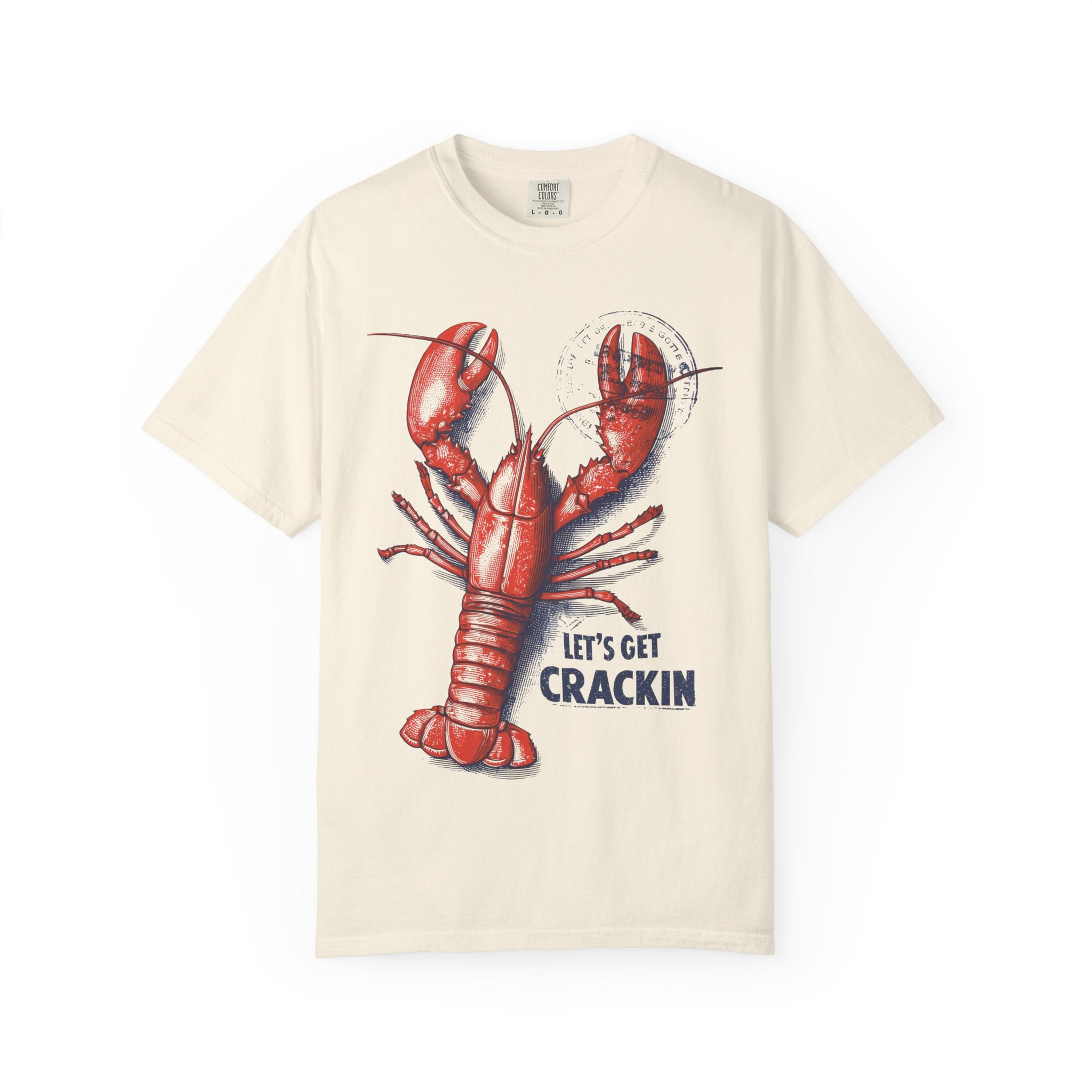 LET'S GET CRACKIN LOBSTER VINTAGE Mens WUNDERLAND Humor Short Sleeve Tee