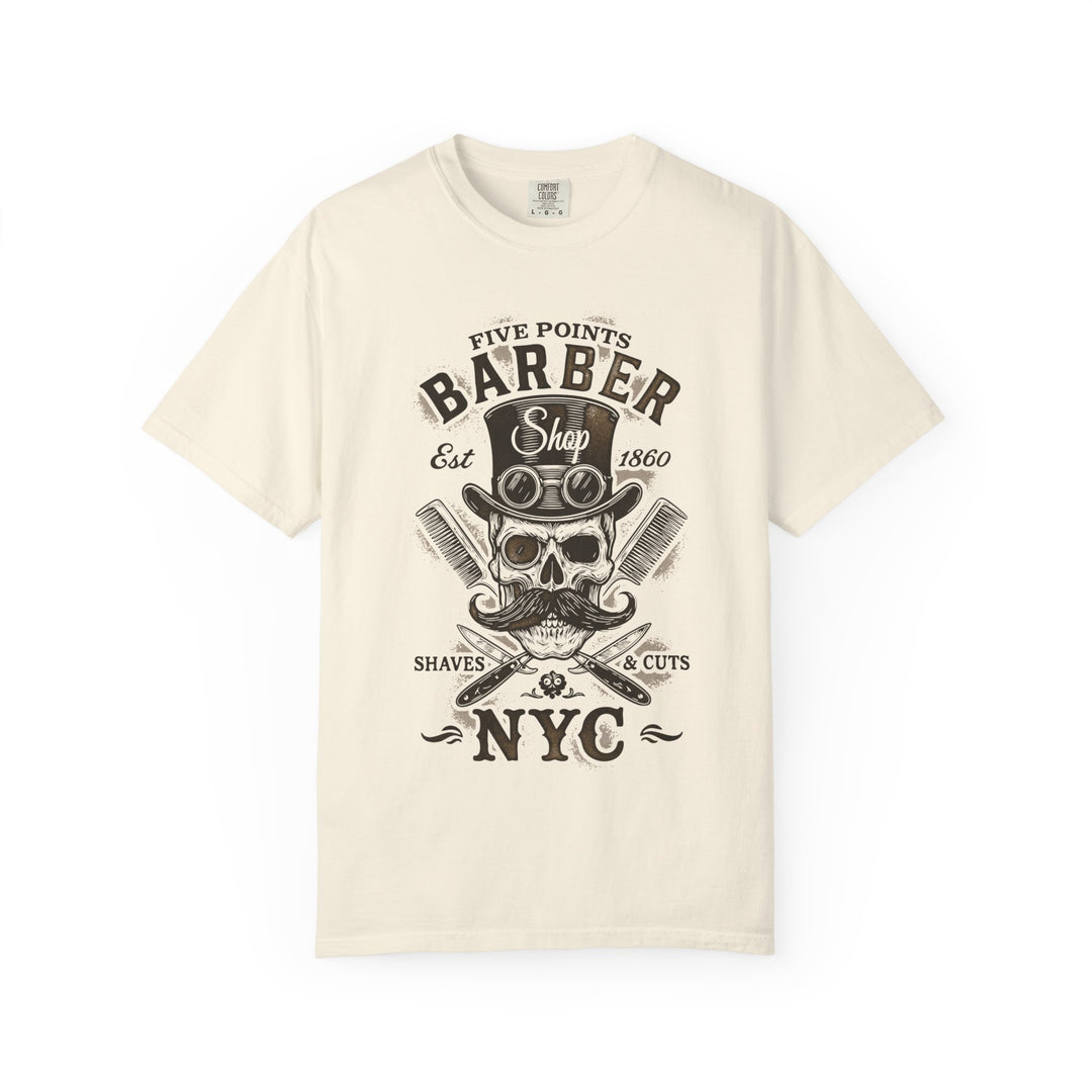 Five Points Barber Shop Skull NYC Mens WUNDERLAND Heritage Short Sleeve Tee