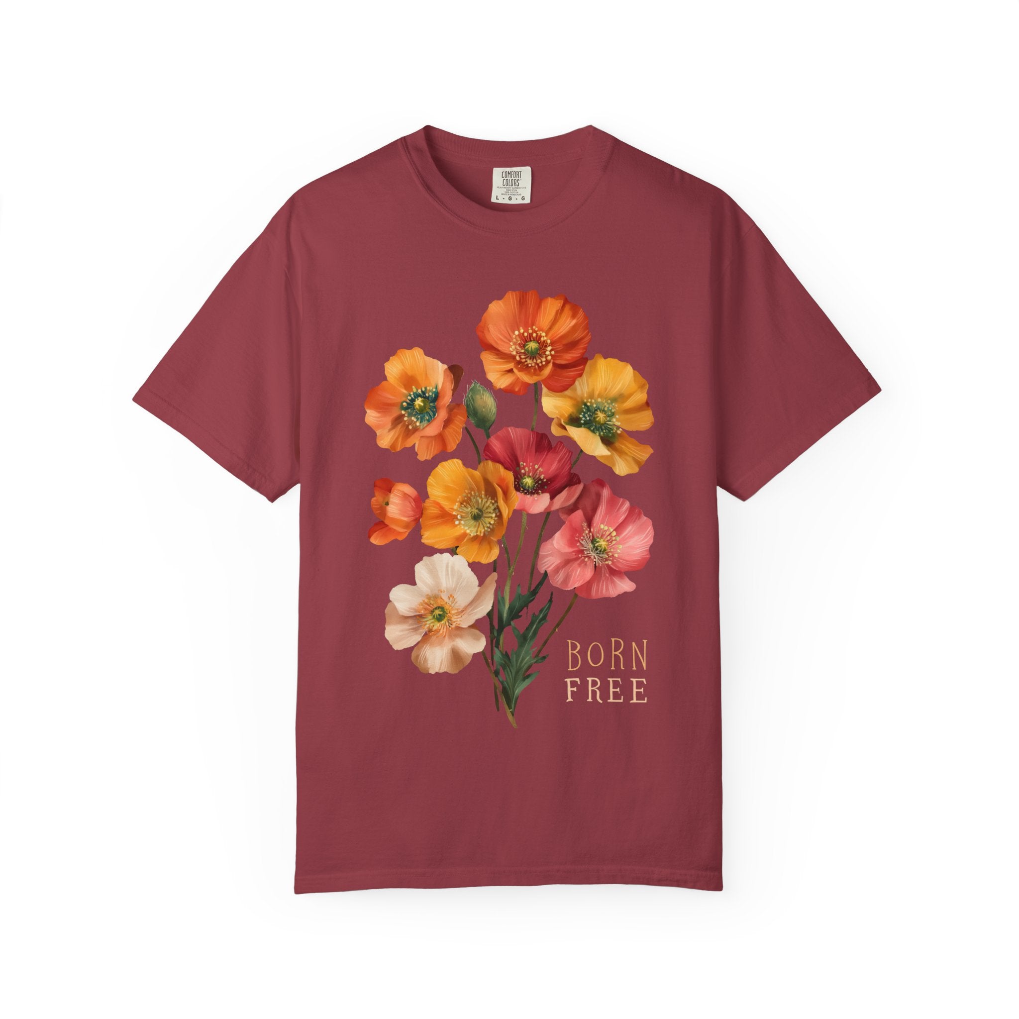 Born Free Poppies Womens L'Atomique Comfort Colors Short Sleeve Tee