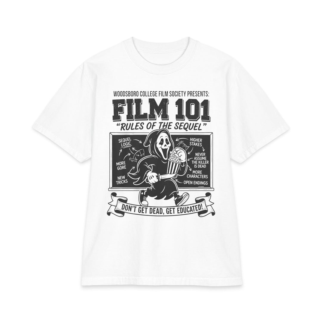 Film Rules 101 College Film Society Heavyweight Boxy Fit Halloween Tee