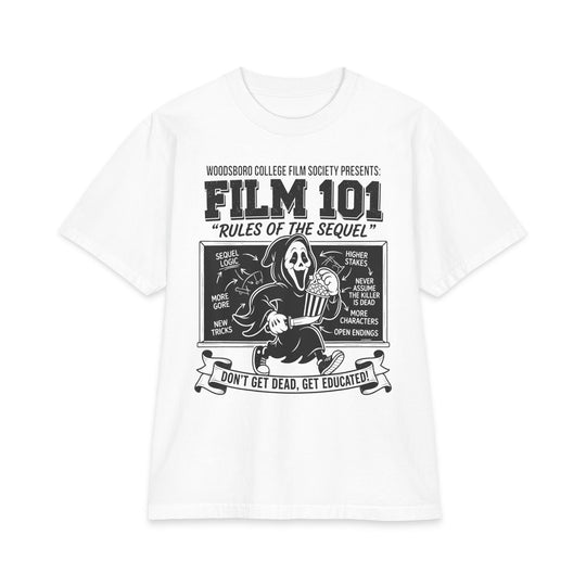 Film Rules 101 College Film Society Heavyweight Boxy Fit Halloween Tee