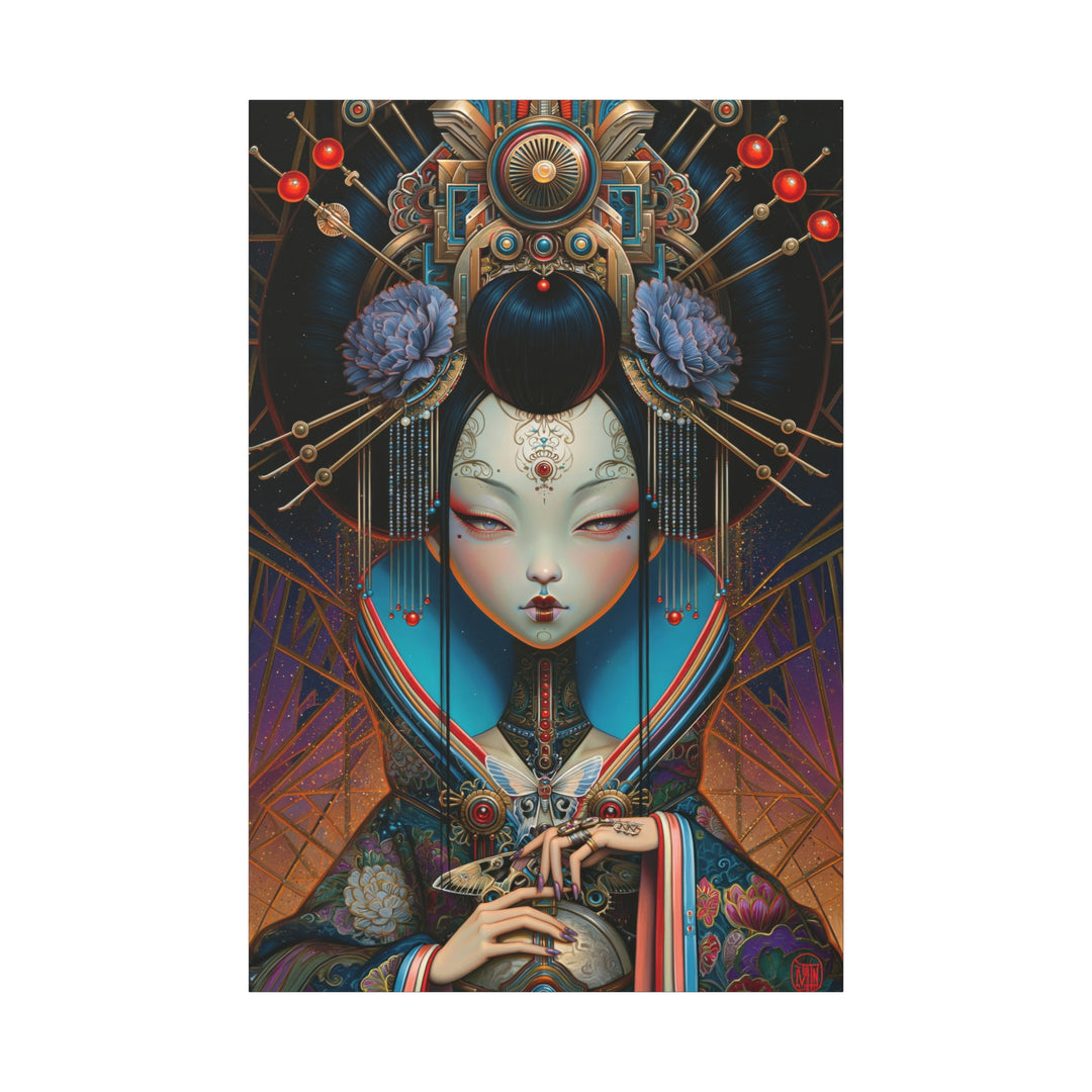 Regal Geisha Canvas Print — Surreal Portrait Wall Art