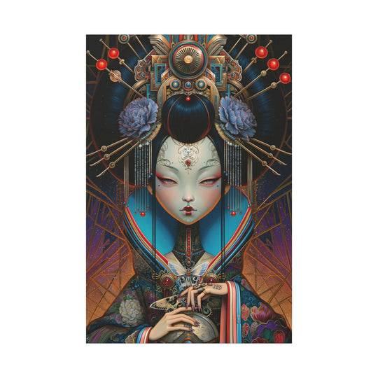 Regal Geisha Canvas Print — Surreal Portrait Wall Art