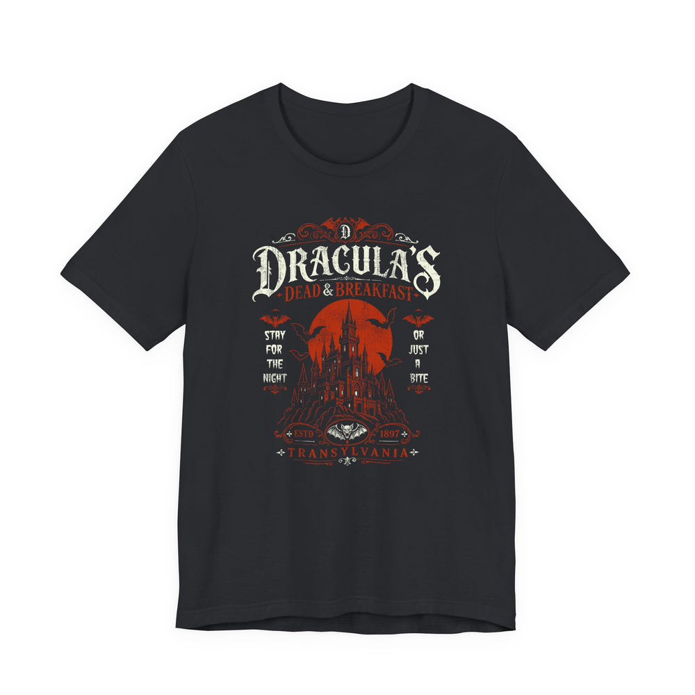 Dracula's Dead Breakfast Transylvania Vampire Castle Men's Halloween Classic Fit Tee